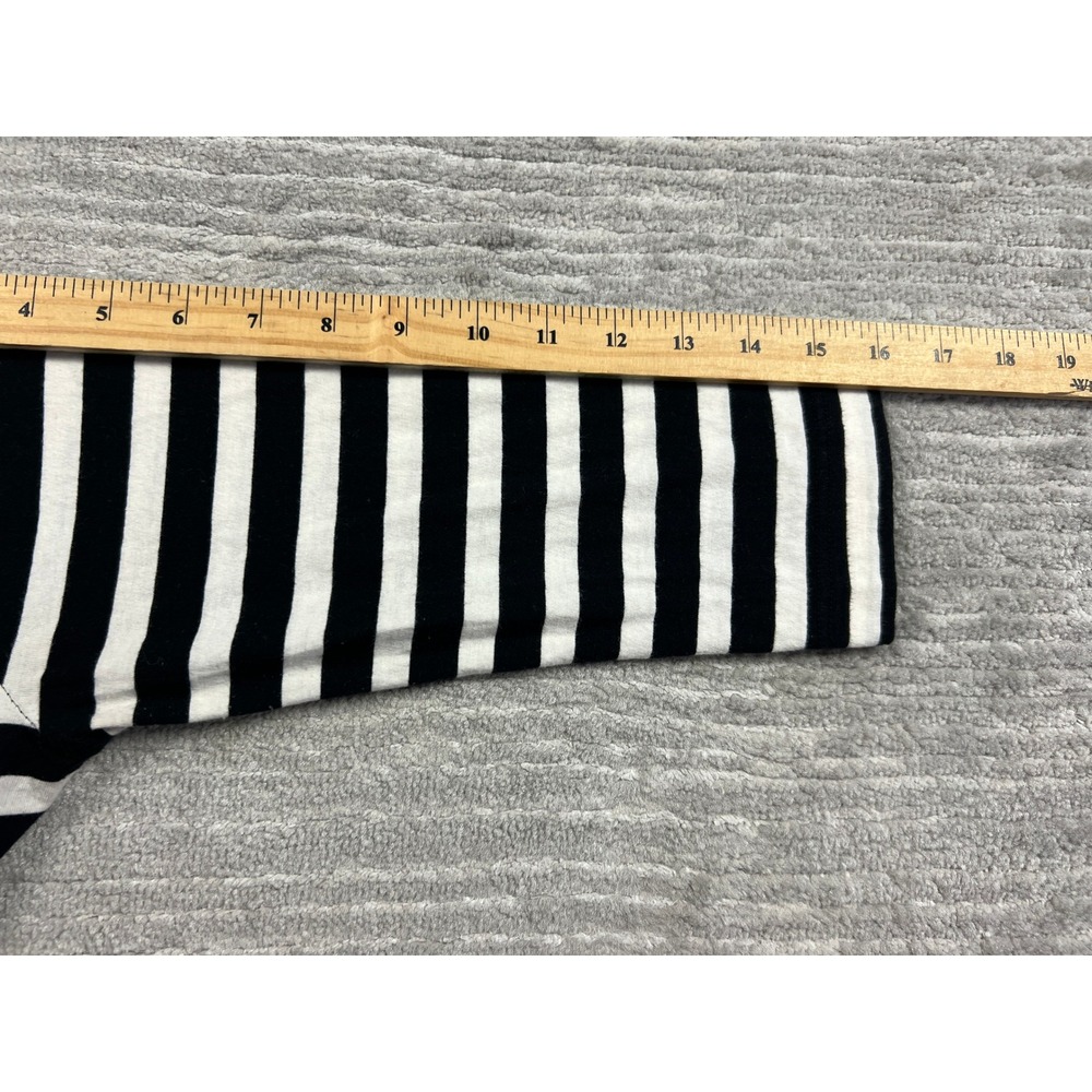 H&M T-Shirt Dress Womens M Black White Striped Boat Neck Drawstring Waist Cotton - Picture 7 of 9